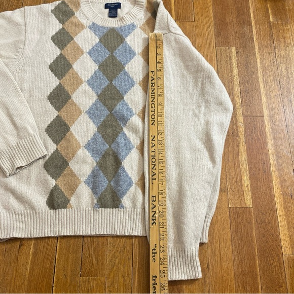 Dockers Wool Sweater Men's Size XL* Tan Multicolor Argyle Casual Crew Neck - Picture 10 of 12